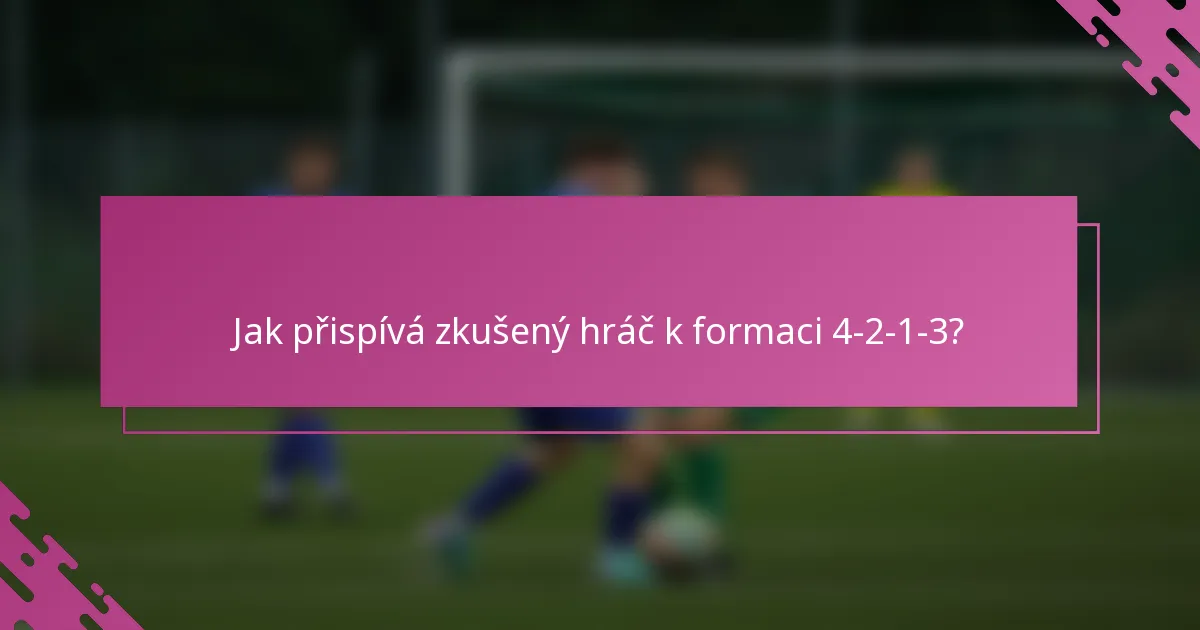 Jak přispívá zkušený hráč k formaci 4-2-1-3?