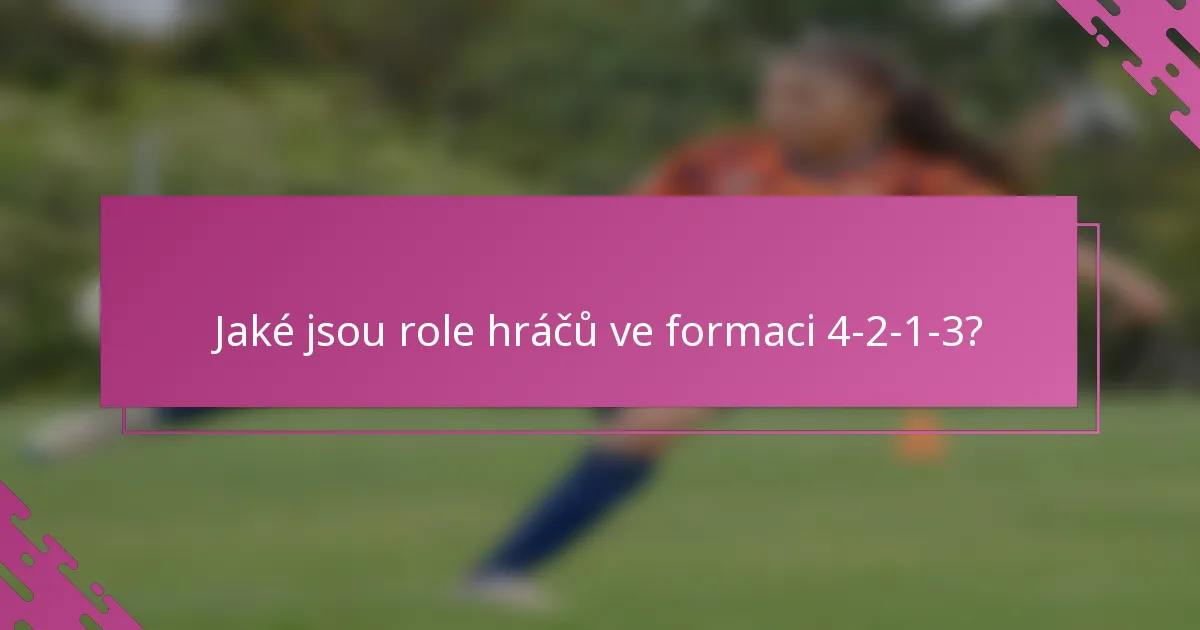 Jaké jsou role hráčů ve formaci 4-2-1-3?