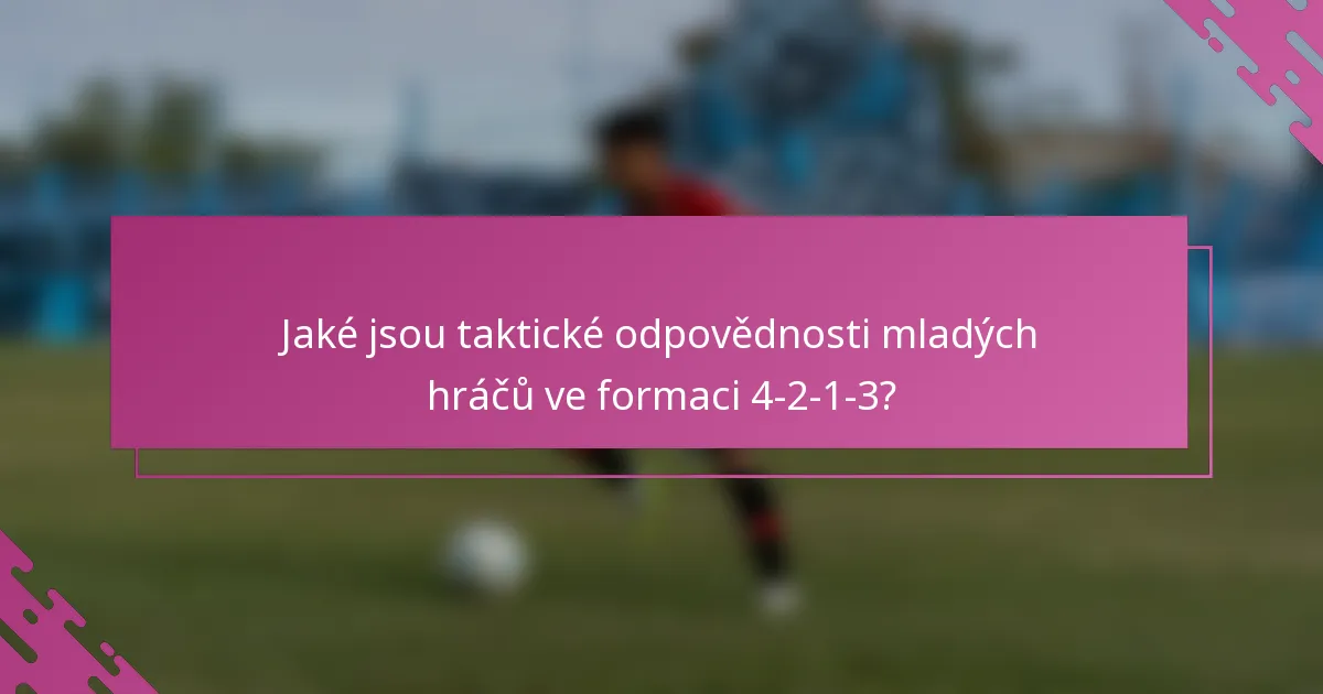 Jaké jsou taktické odpovědnosti mladých hráčů ve formaci 4-2-1-3?